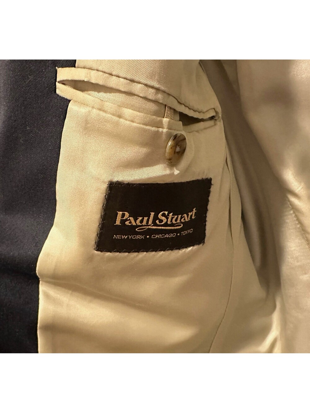 Paul Stuart Stuart II Men’s 42R Navy Wool Blazer Brass Buttons Made Canada